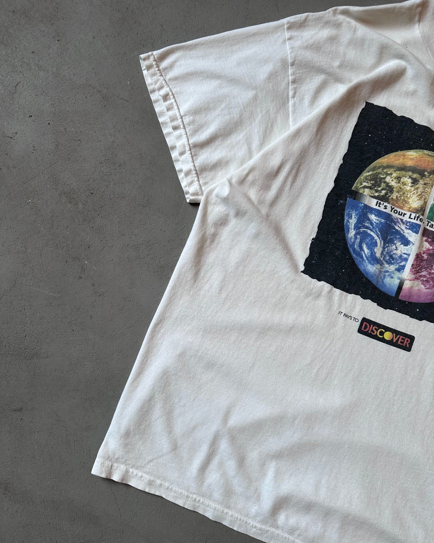1990s - Distressed White Discover T-Shirt - XL