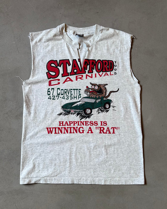 1990s - Distressed Ash Grey Stafford Tank Top - M/L