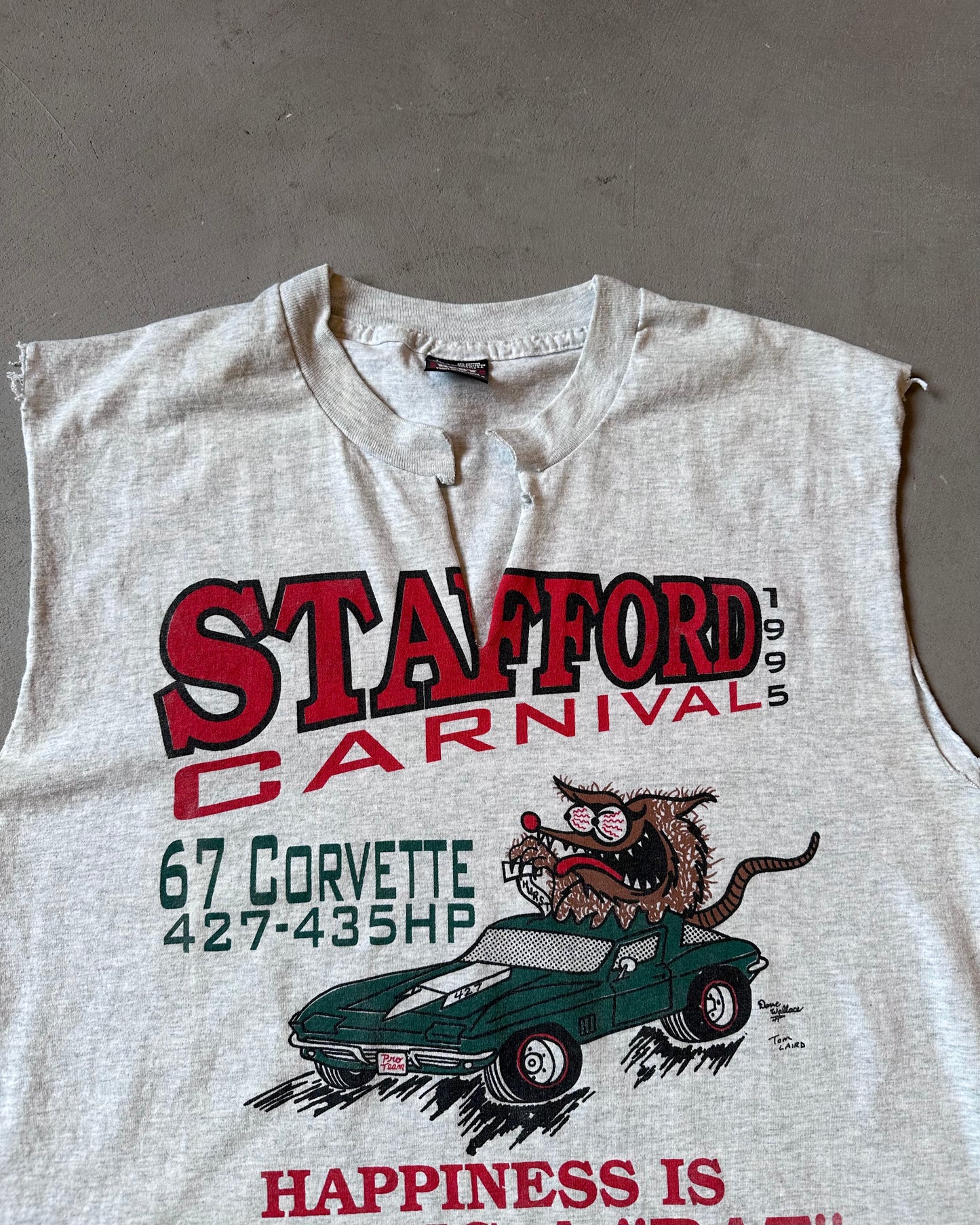 1990s - Distressed Ash Grey Stafford Tank Top - M/L