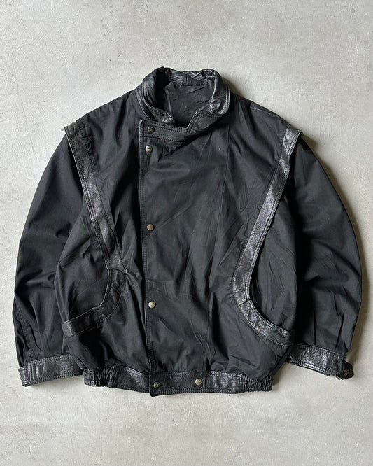 Années 1980 - Veste asymétrique noire McDouglas - L