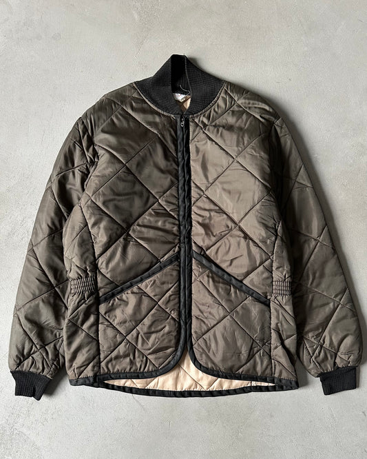 1970s - Dark Brown Quilted Light Jacket - M