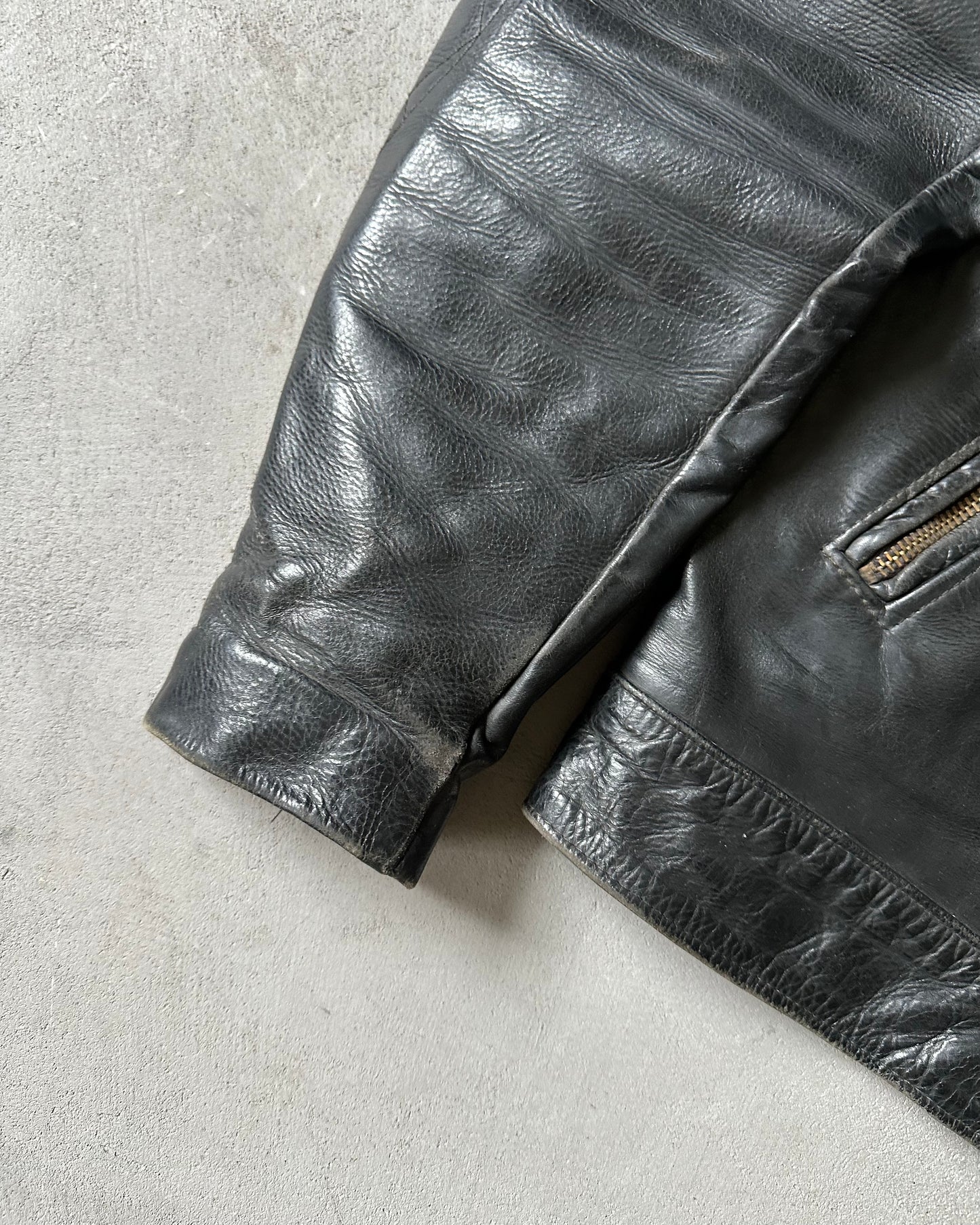 Années 60 - Blouson en cuir noir français - L