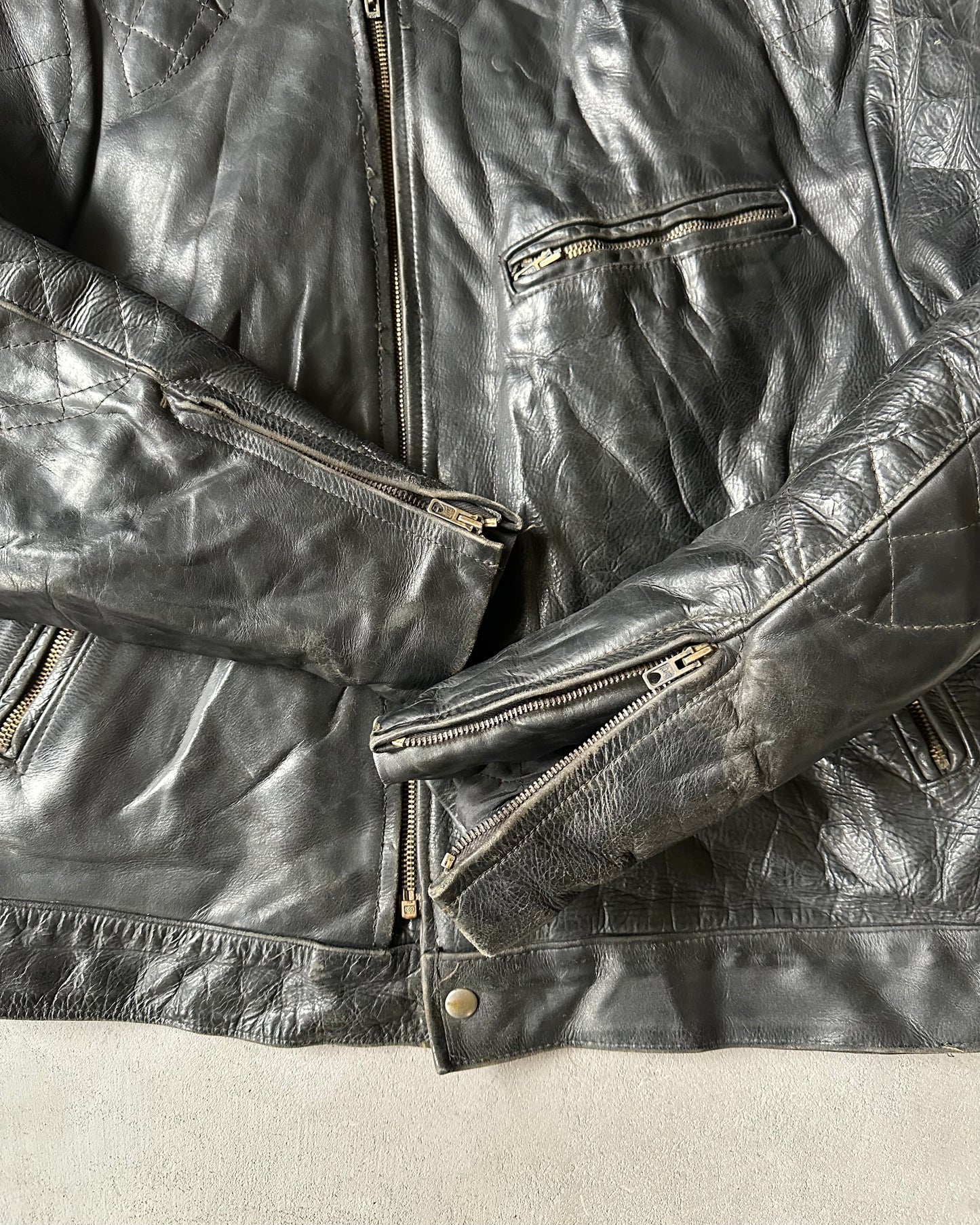 Années 60 - Blouson en cuir noir français - L