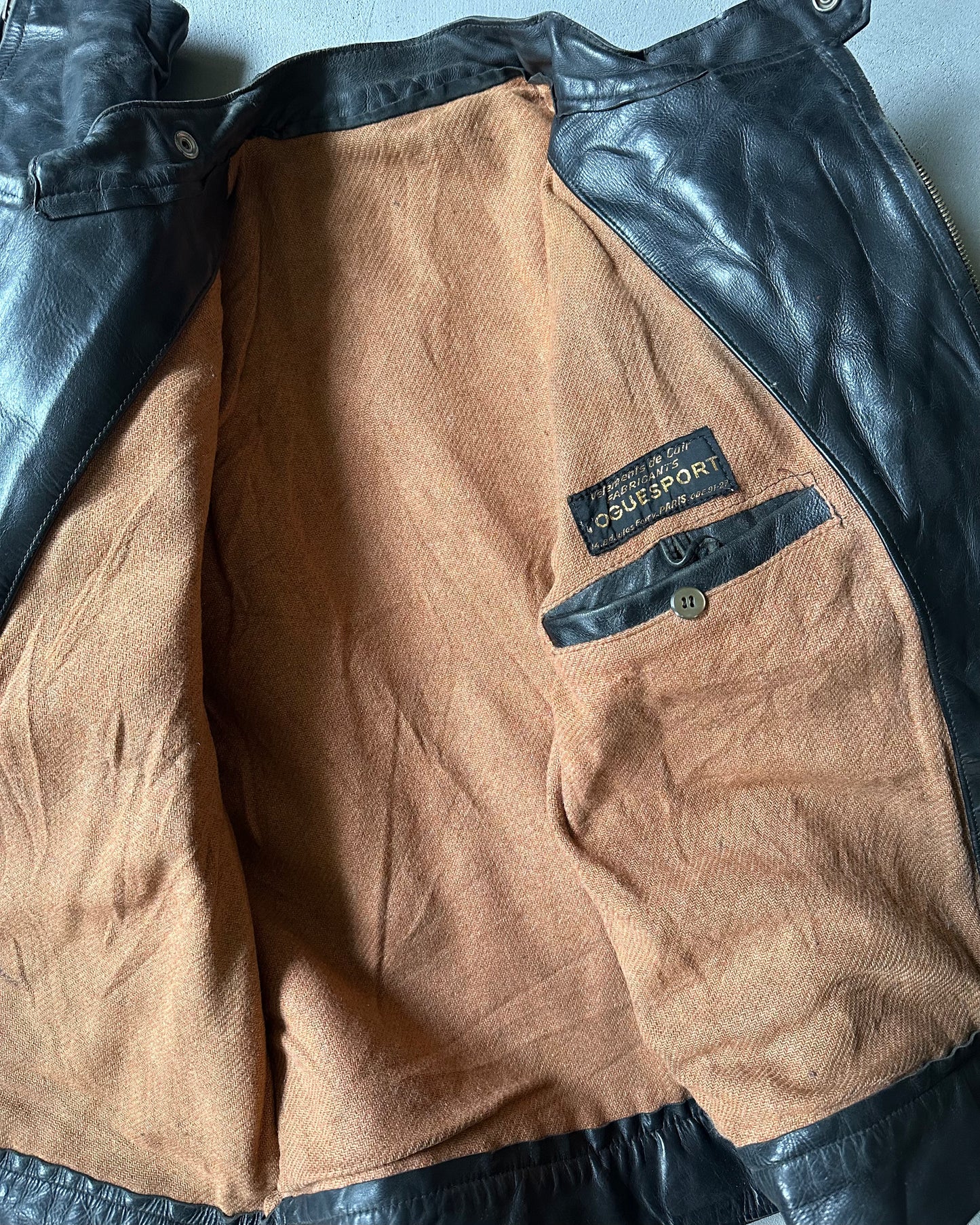 Années 60 - Blouson en cuir noir français - L