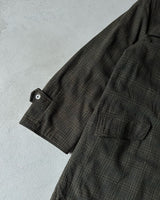 1980s - Khaki/Black Reversible Plaid Coat - M/L