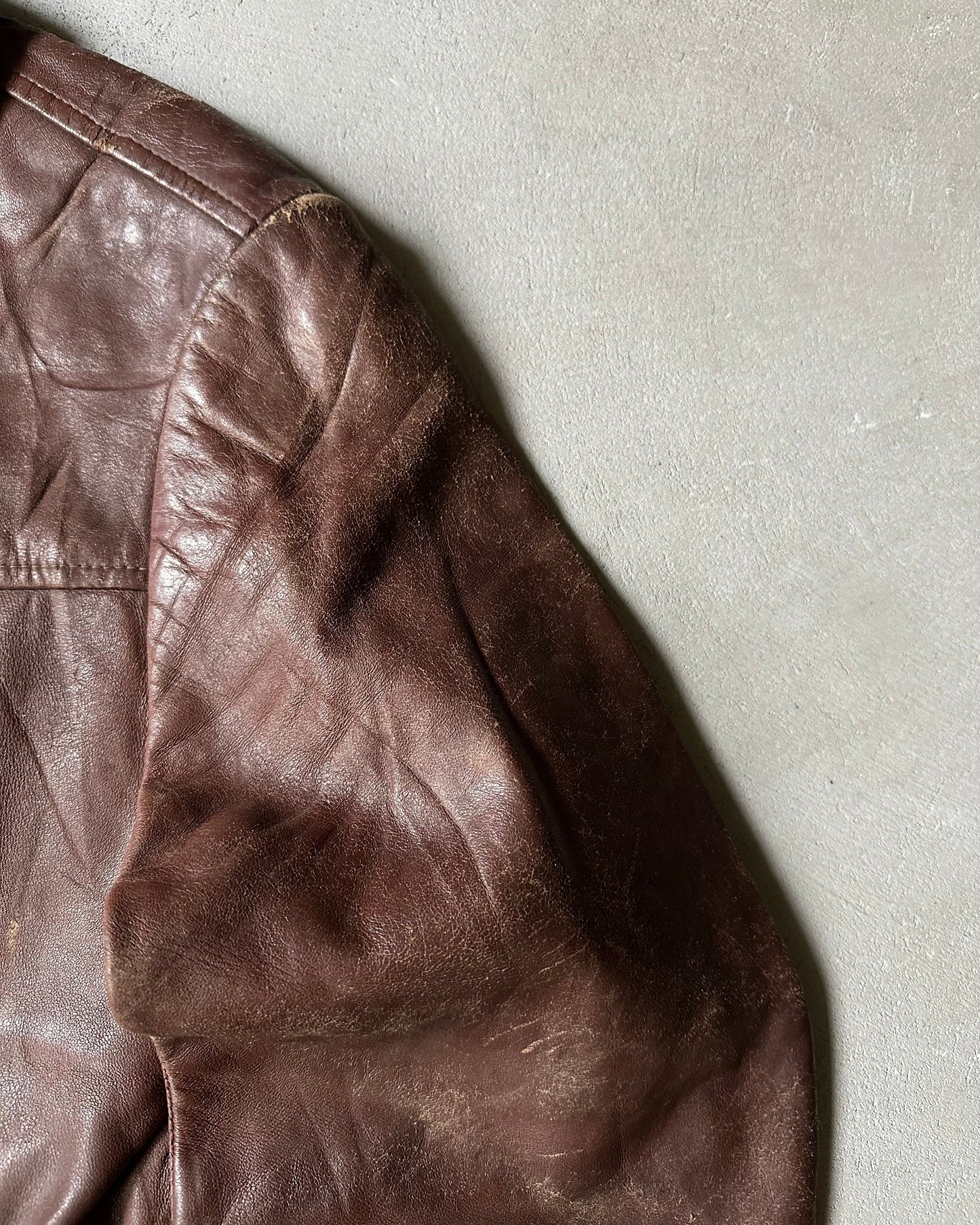 Années 60 - Veste en cuir soviétique marron vieilli - Taille L