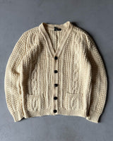 1980s - Cream Cable Knit Wool Cardigan - XS/S