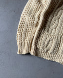 1980s - Cream Cable Knit Wool Cardigan - XS/S