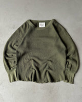1980s - Khaki Military Thermal Longsleeve - S