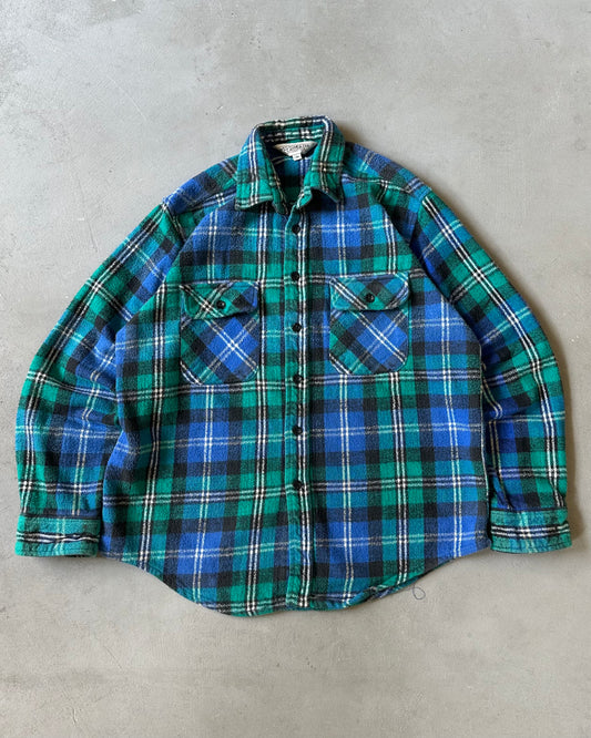 1990s - Green/Blue Plaid Flannel - M