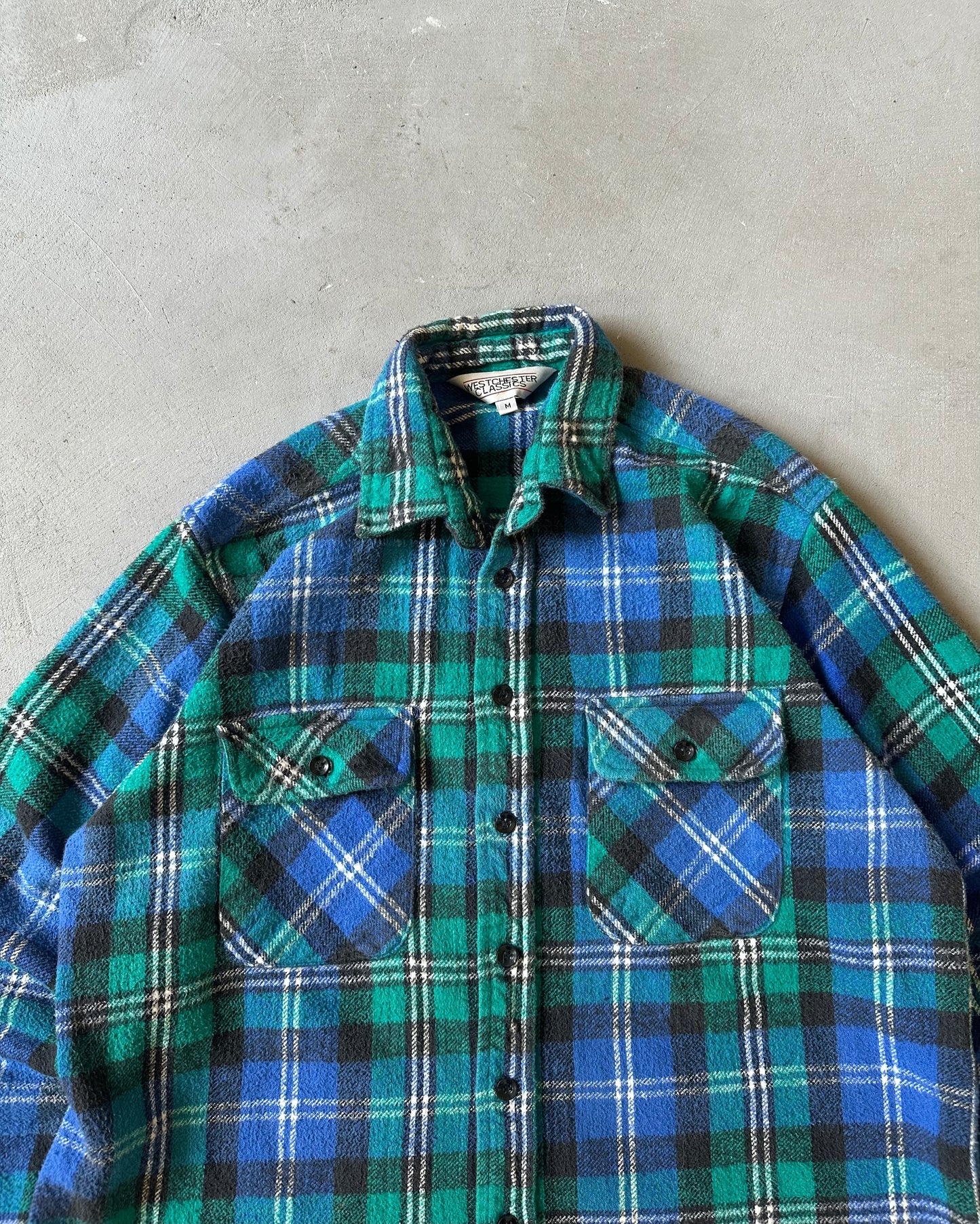 1990s - Green/Blue Plaid Flannel - M