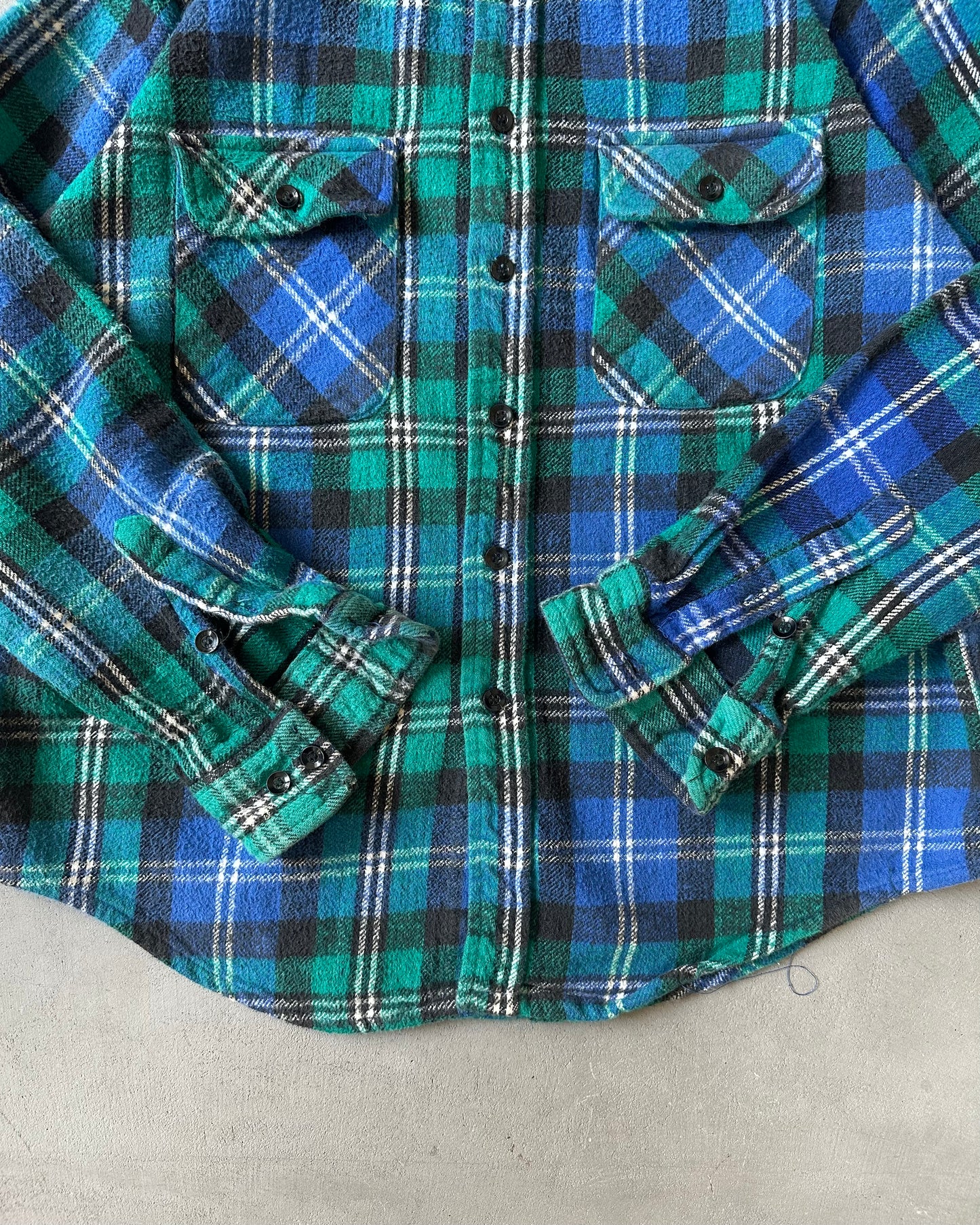 1990s - Green/Blue Plaid Flannel - M