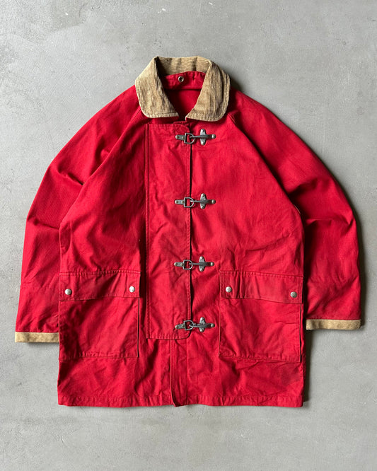 Années 90 - Manteau toile de pompier rouge - L