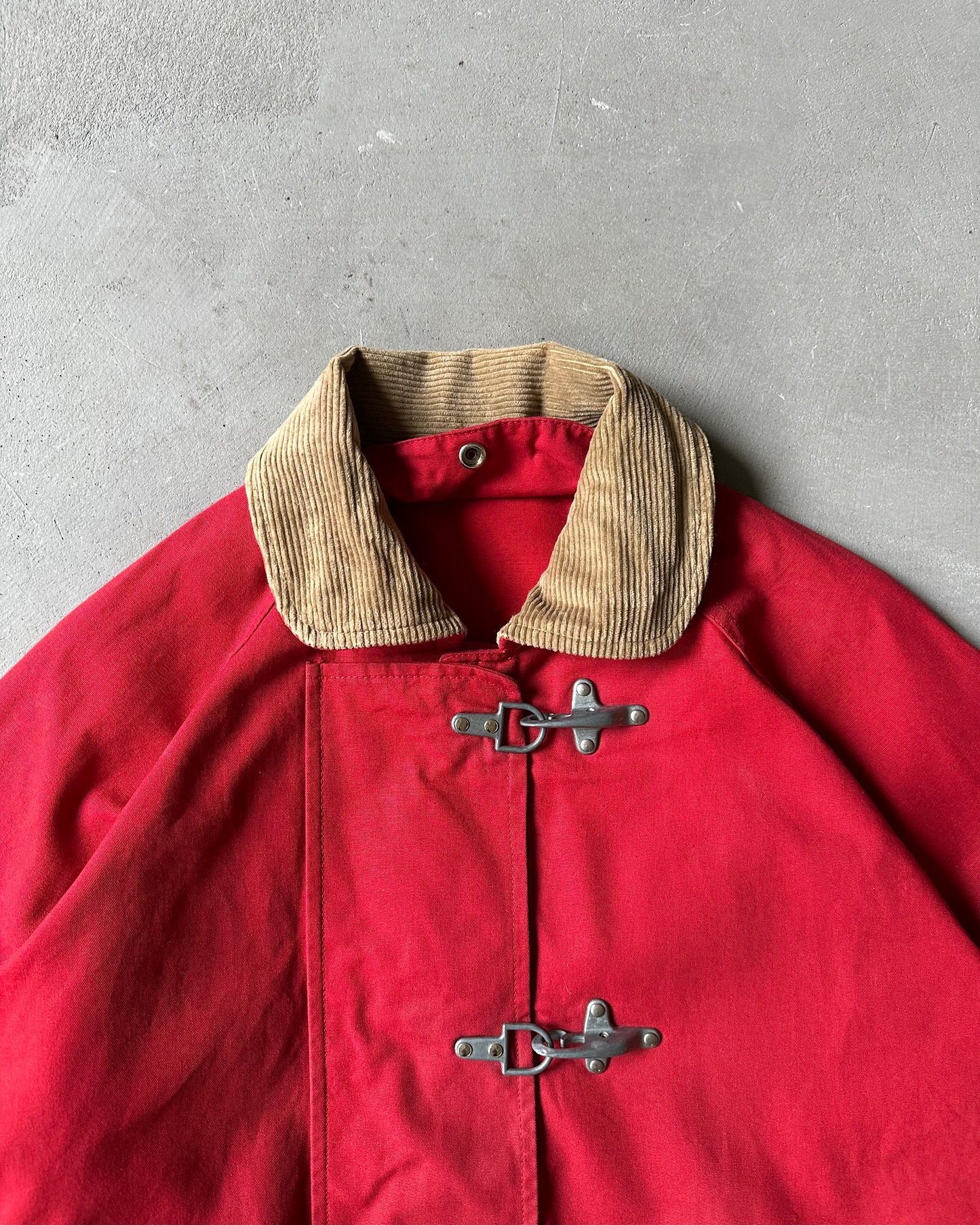 Années 90 - Manteau toile de pompier rouge - L