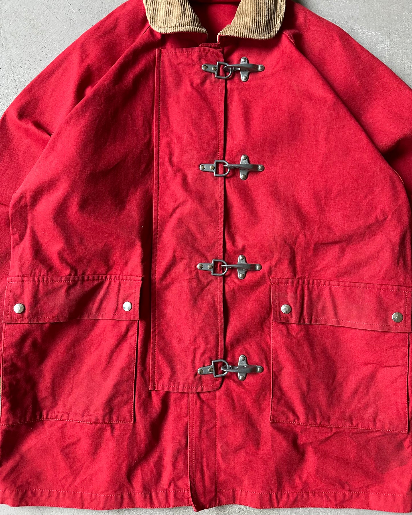 Années 90 - Manteau toile de pompier rouge - L