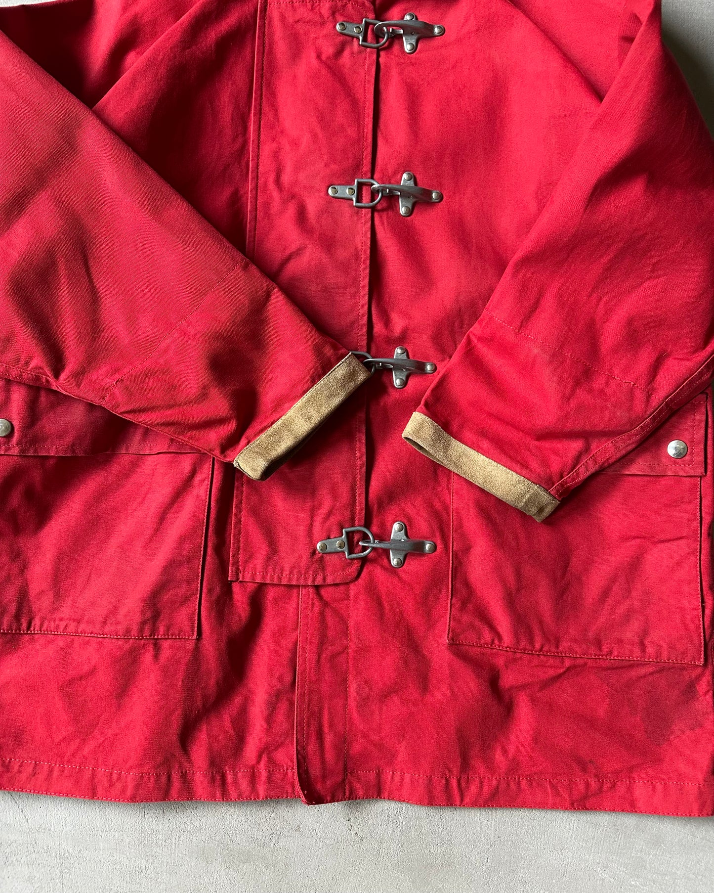 Années 90 - Manteau toile de pompier rouge - L