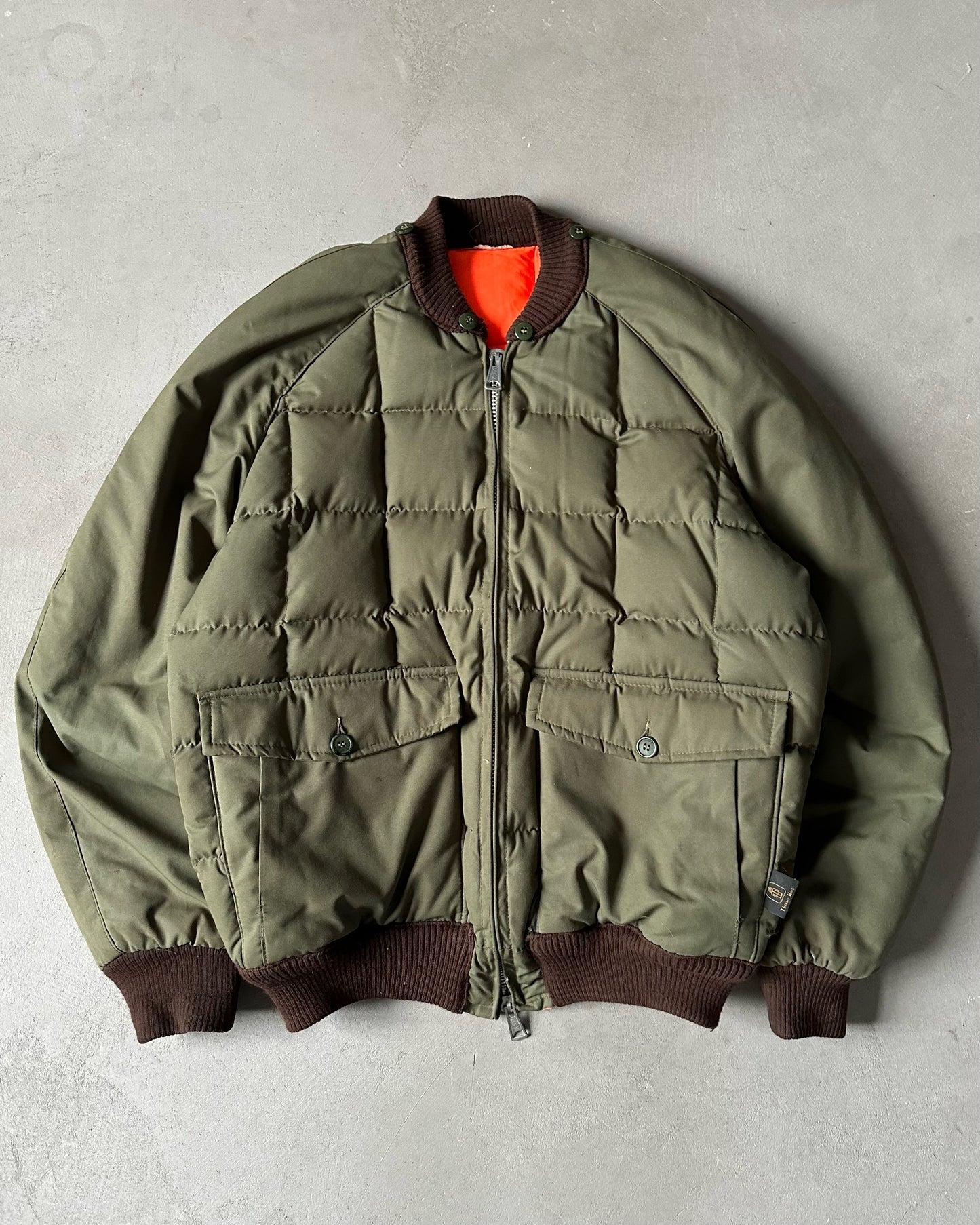 1970s - Green/Orange Reversible Bomber Jacket - L