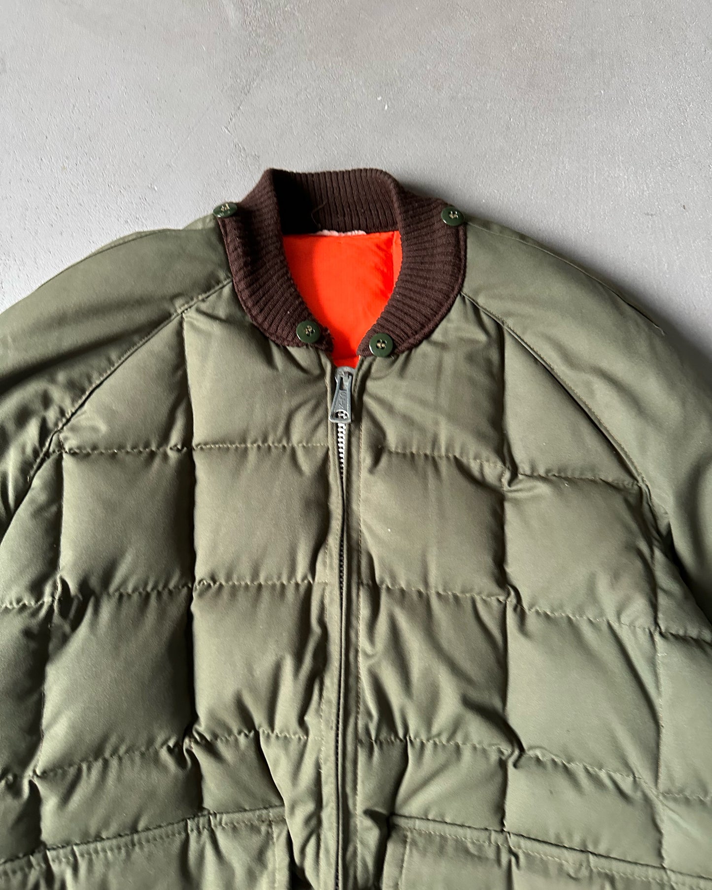 1970s - Green/Orange Reversible Bomber Jacket - L