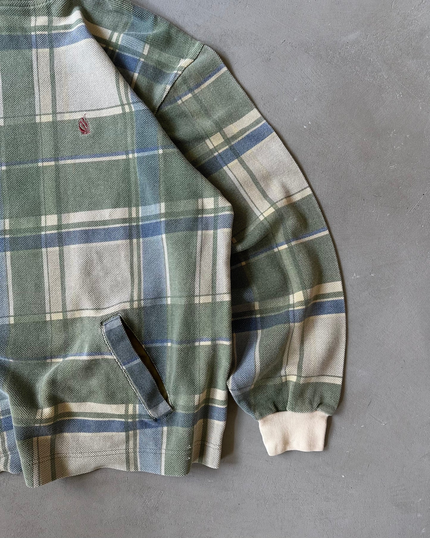 1990s - Green/Blue Nautica Plaid Hoodie - XL