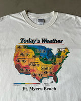 1990s - White "Shitty Weather" T-Shirt - XL