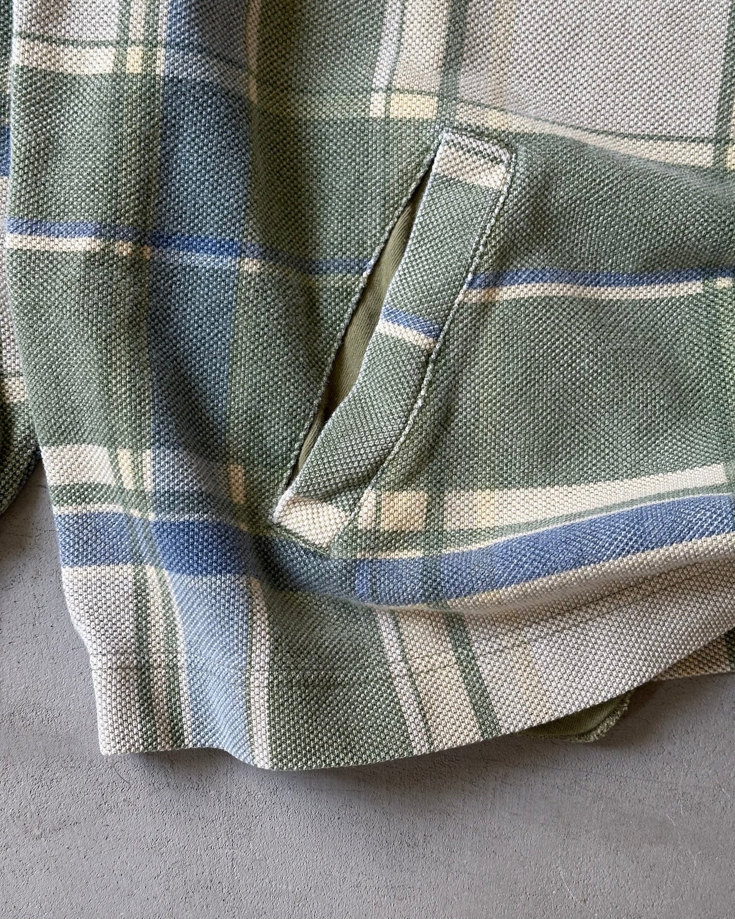 1990s - Green/Blue Nautica Plaid Hoodie - XL