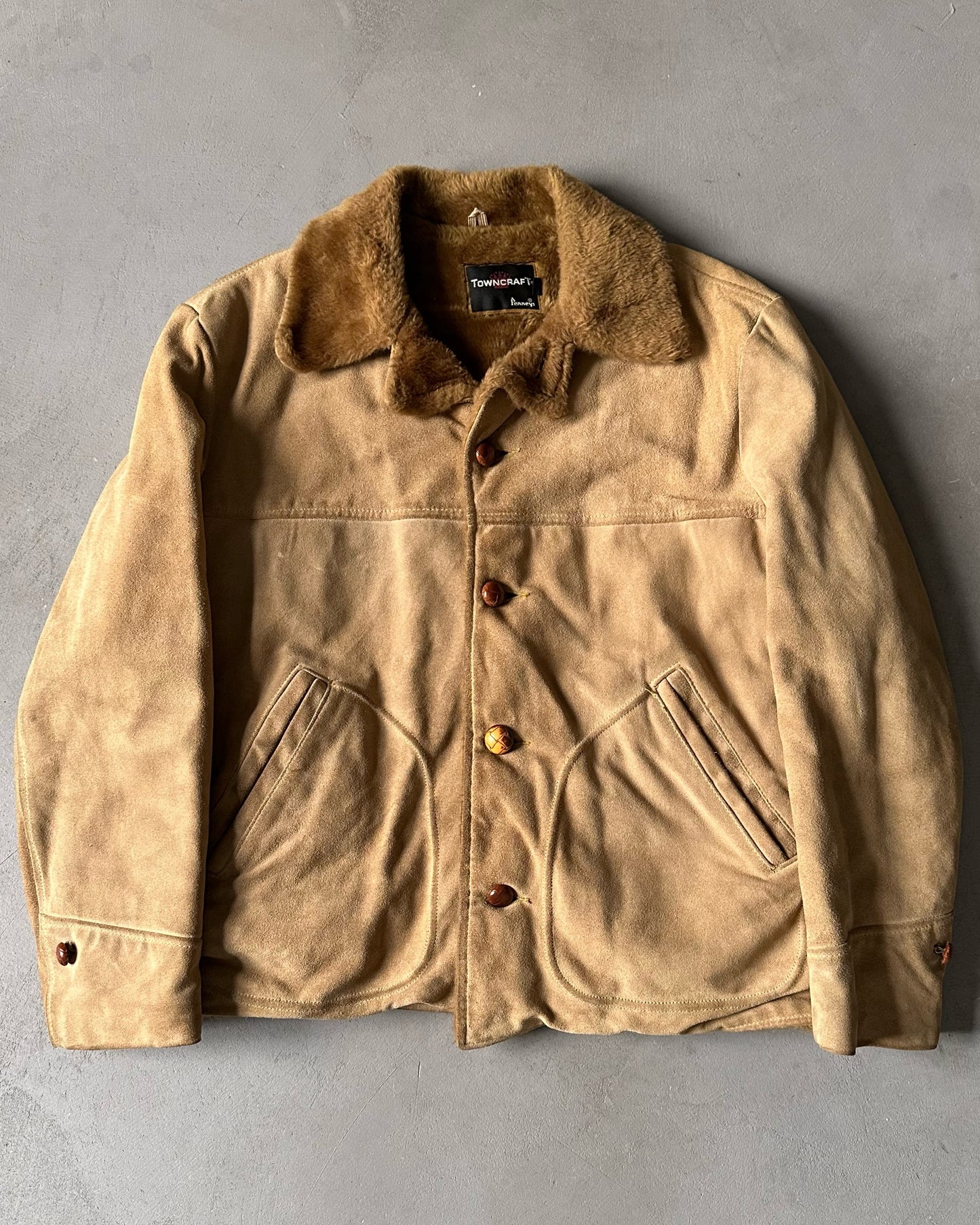 1980s - Tan Towncraft Western Suede Jacket - L