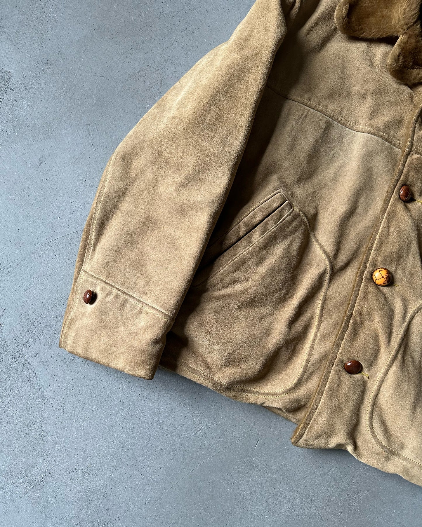 1980s - Tan Towncraft Western Suede Jacket - L