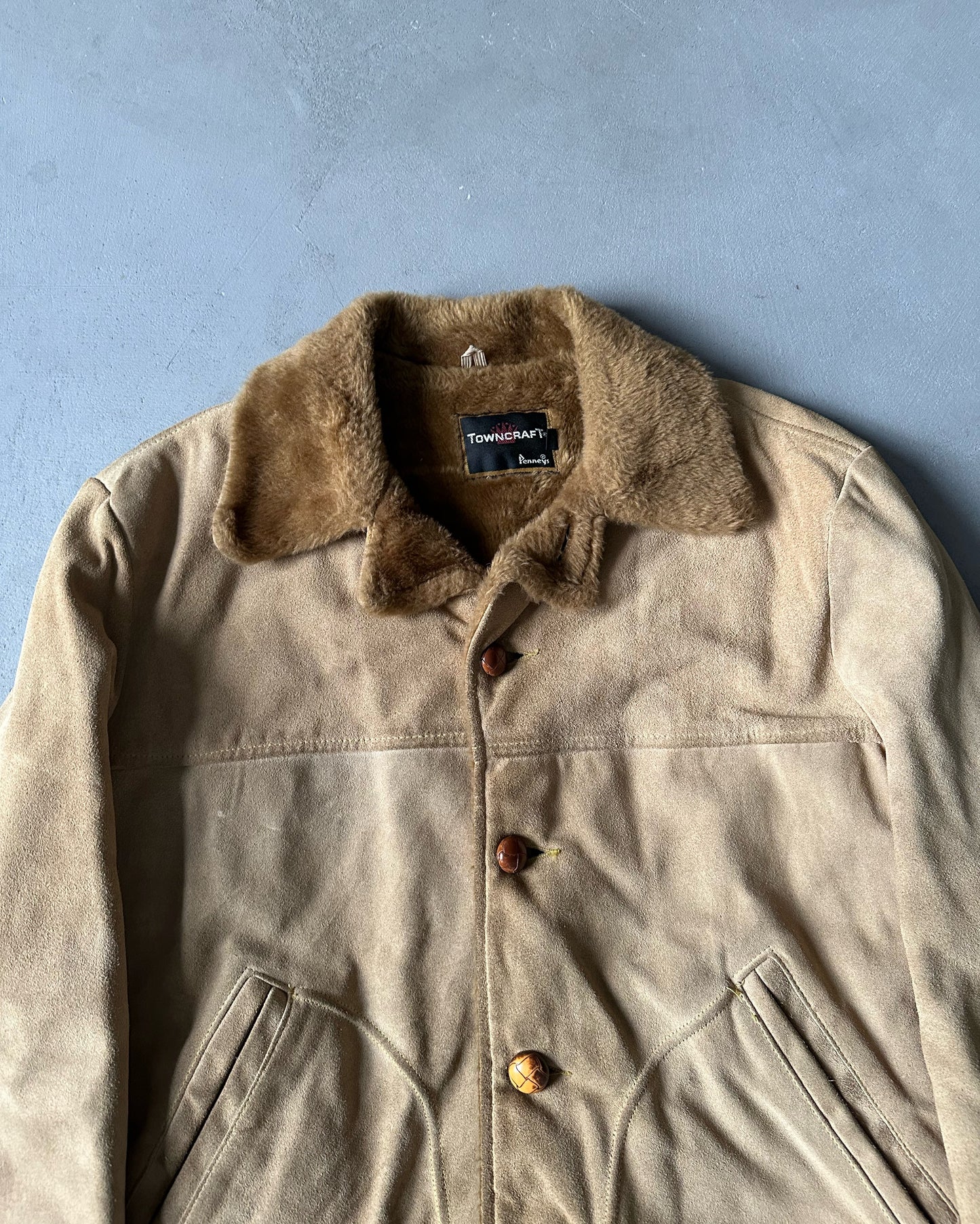 1980s - Tan Towncraft Western Suede Jacket - L