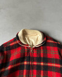 1950s - Red/Cream Reversible Plaid Wool Jacket - S/M