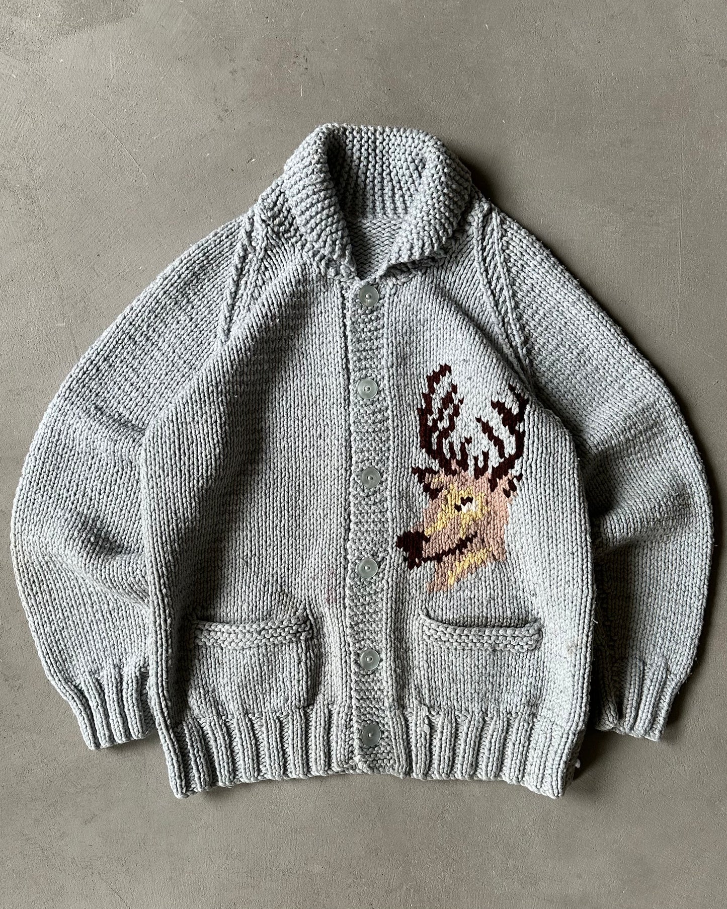 Années 1980 - Chandail Cowichan Cerf gris - M/L