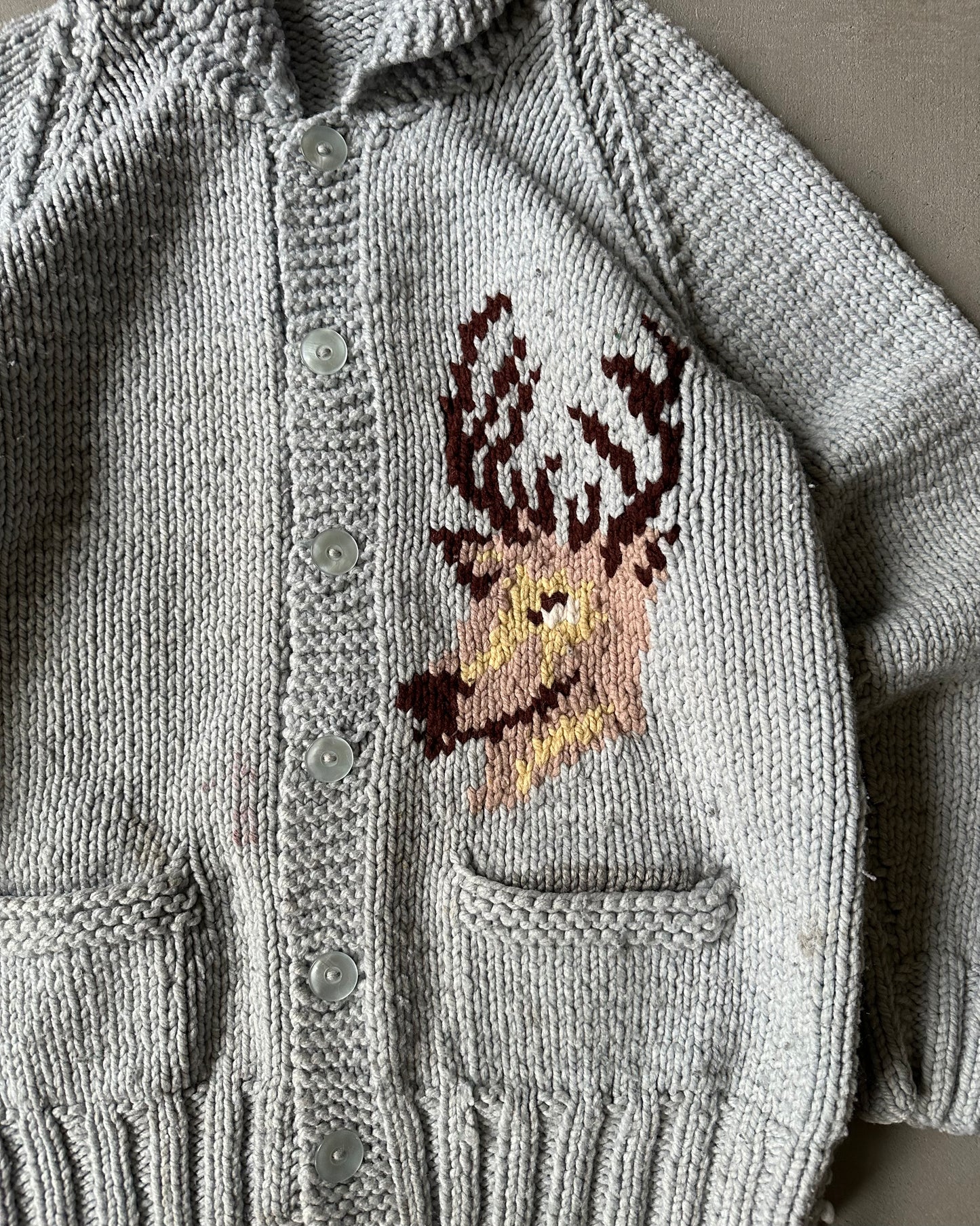 Années 1980 - Chandail Cowichan Cerf gris - M/L