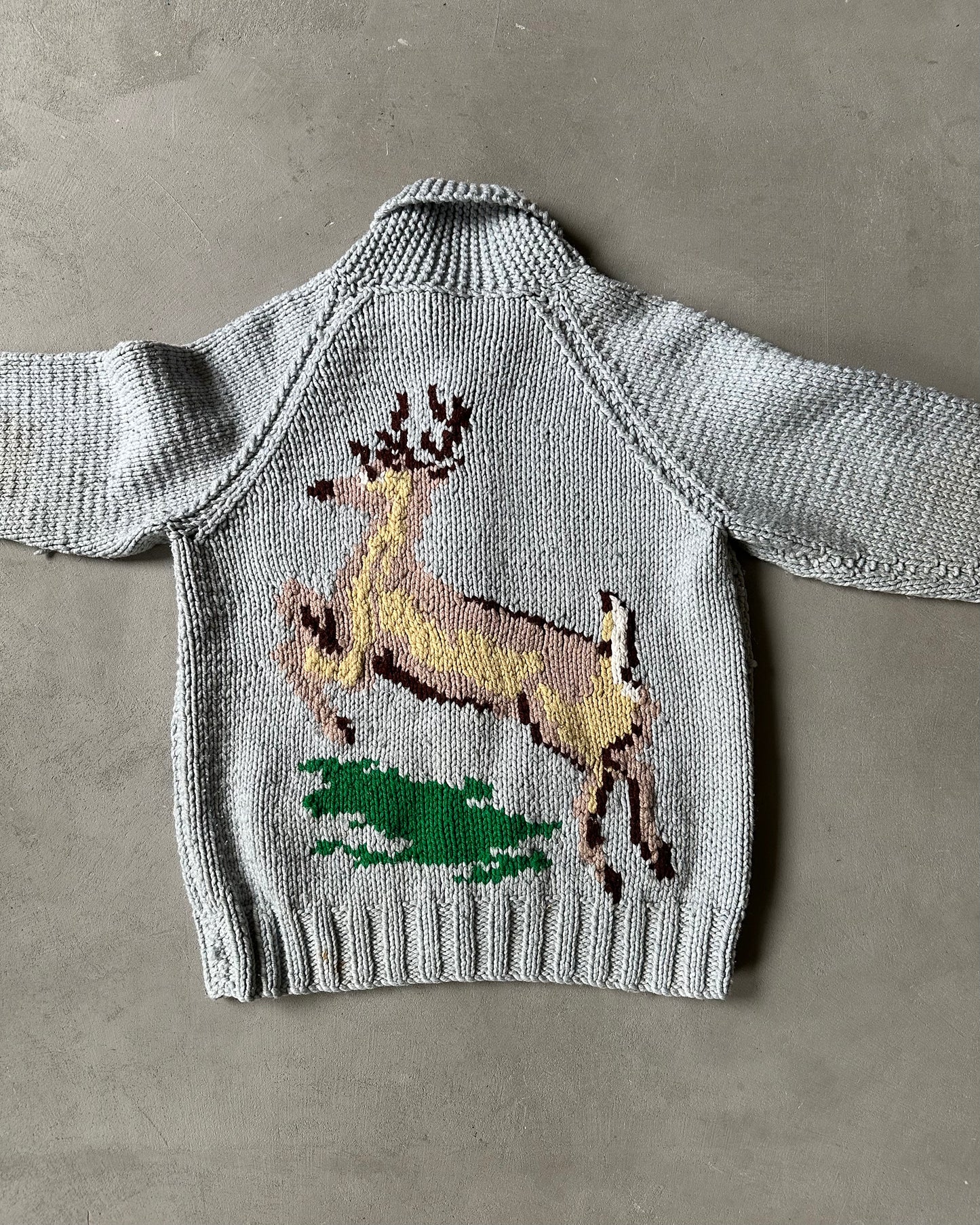 Années 1980 - Chandail Cowichan Cerf gris - M/L