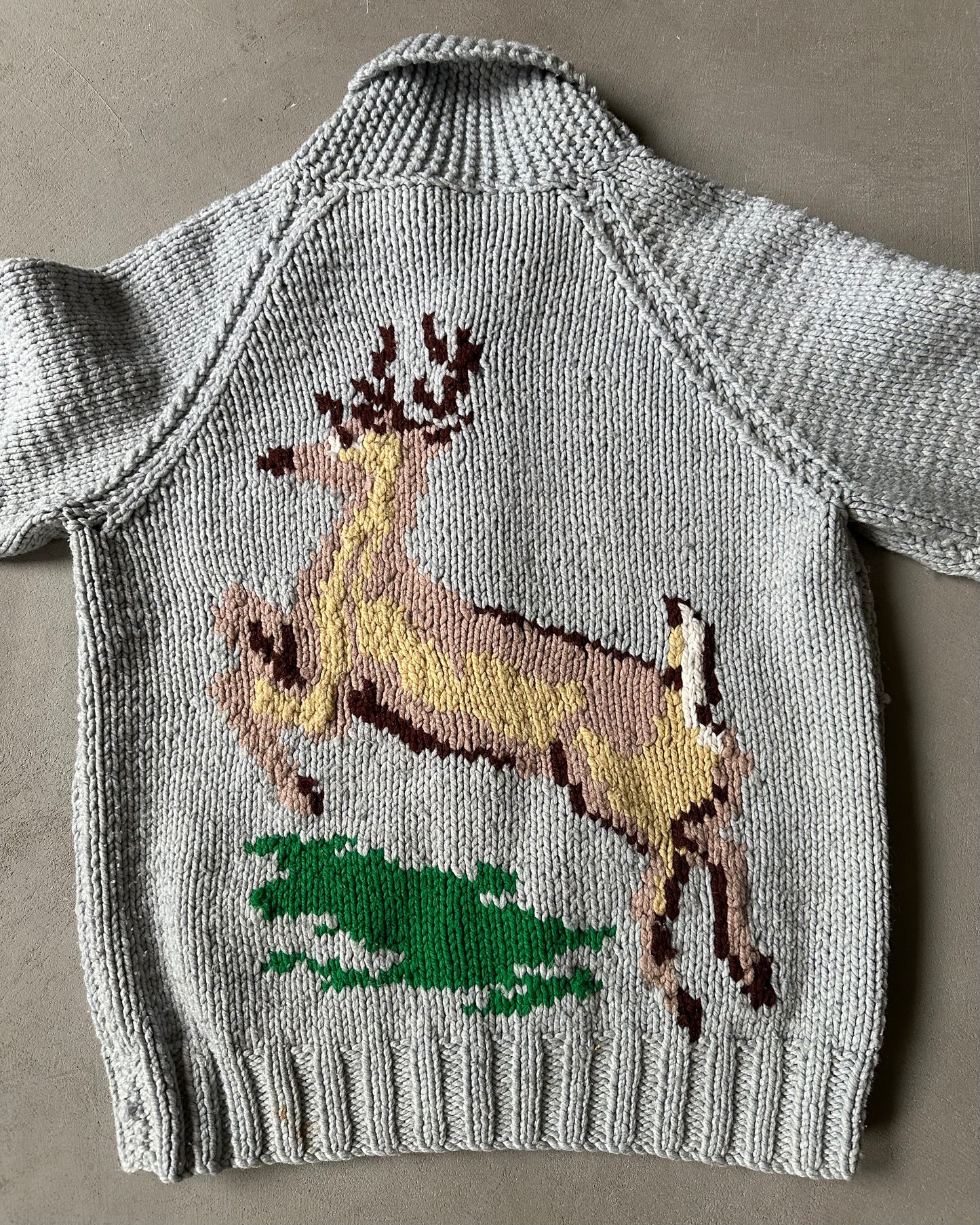 Années 1980 - Chandail Cowichan Cerf gris - M/L