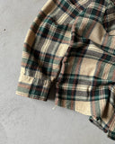 1980s - Tan/Green Plaid Wool Button Up - L