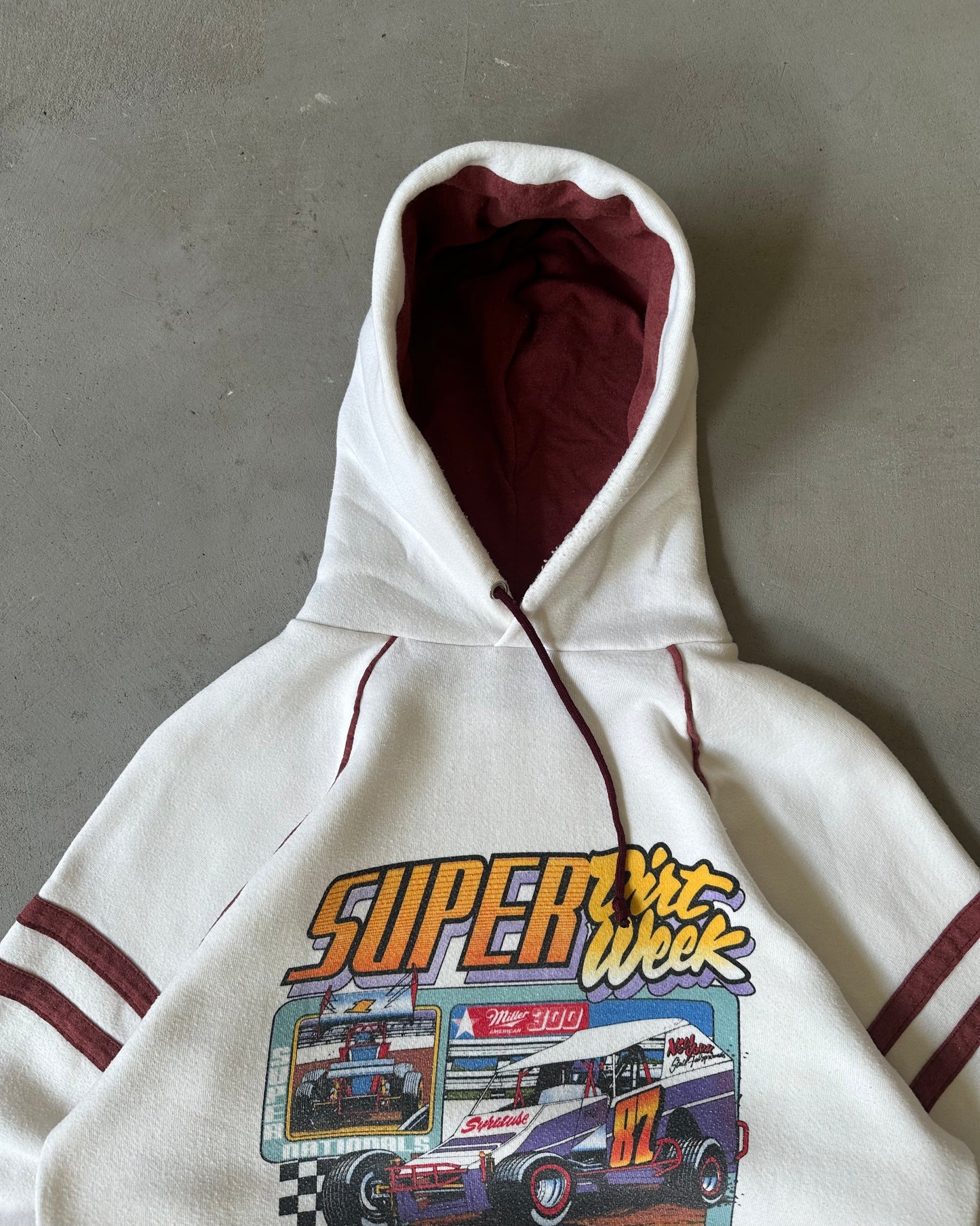 1980s - White/Red Dirt Week Hoodie - M