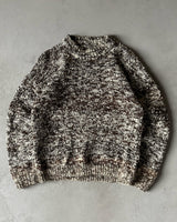 1980s - Brown/Cream Wool Sweater - S/M
