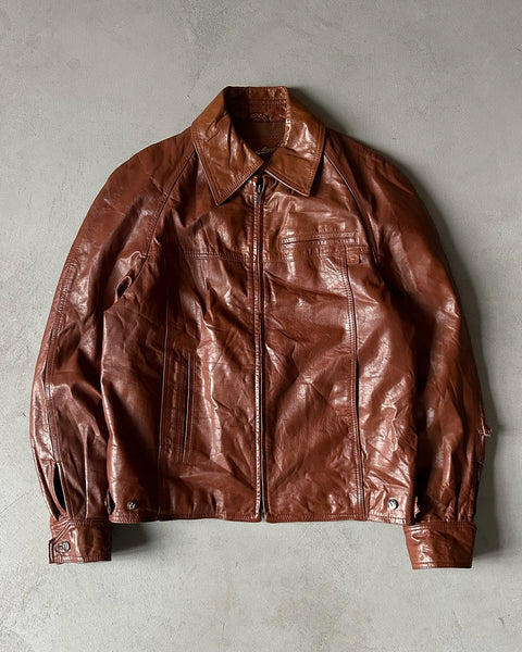 1980s - Tobacco Cafe Leather Jacket - M