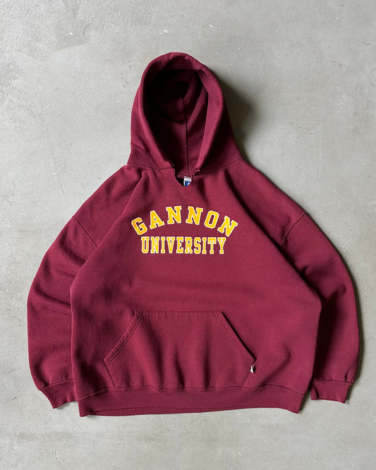 Années 90 - Sweat à capuche Gannon Russell bordeaux délavé - L/XL
