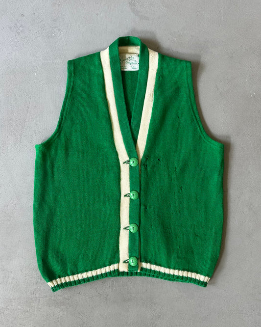 1960s - Distressed Green Jean Lee Sweater Vest - (W)M