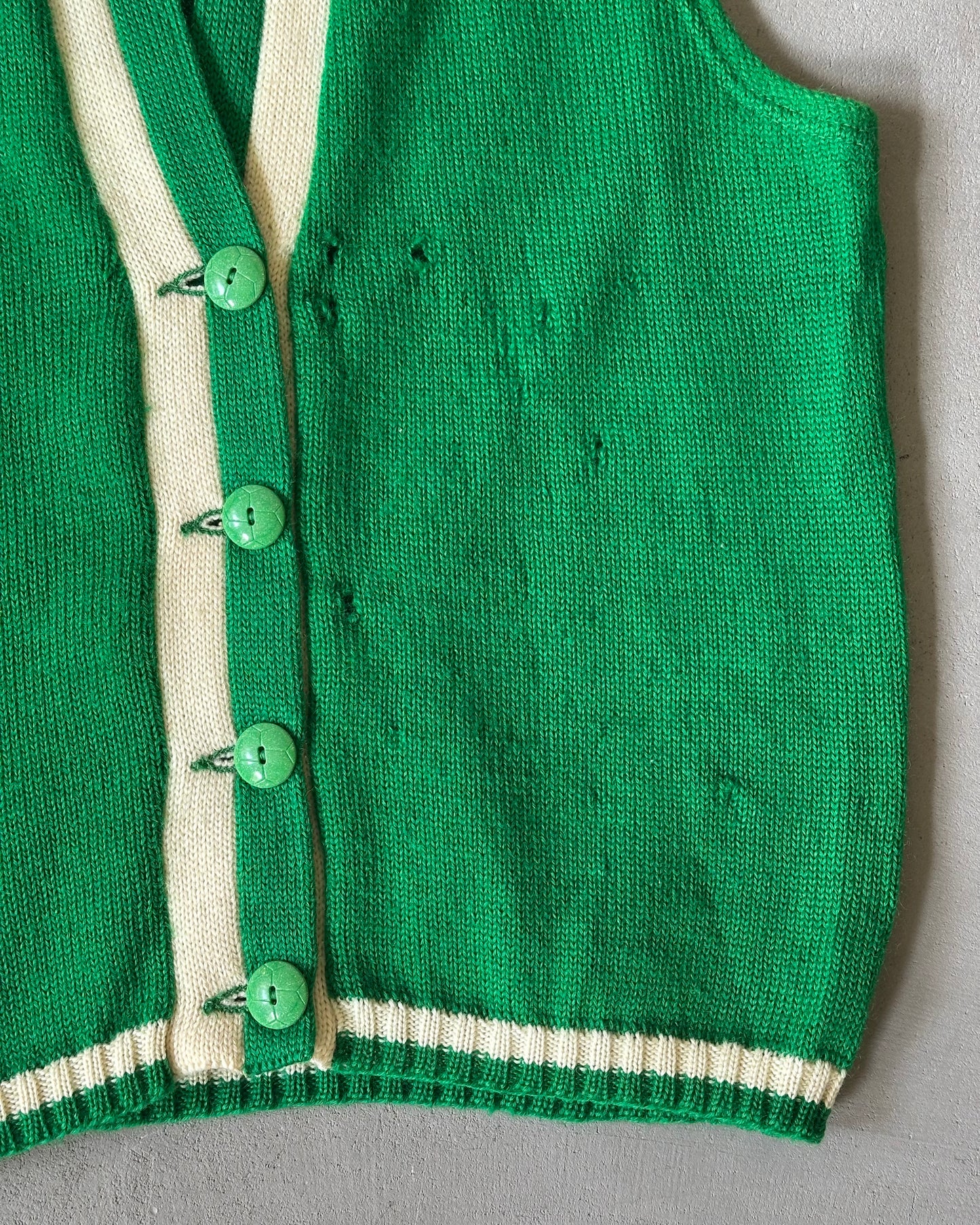 1960s - Distressed Green Jean Lee Sweater Vest - (W)M
