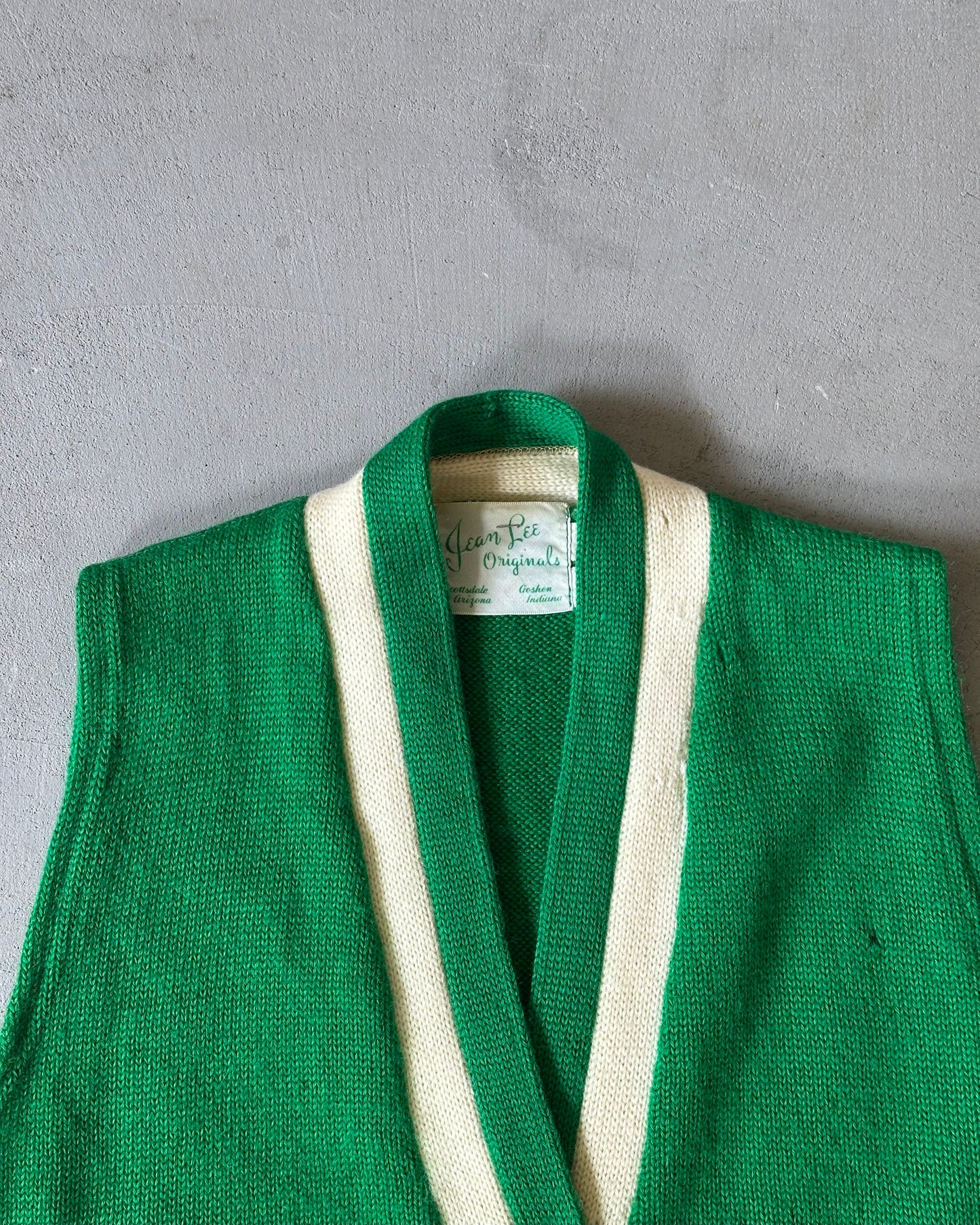 1960s - Distressed Green Jean Lee Sweater Vest - (W)M
