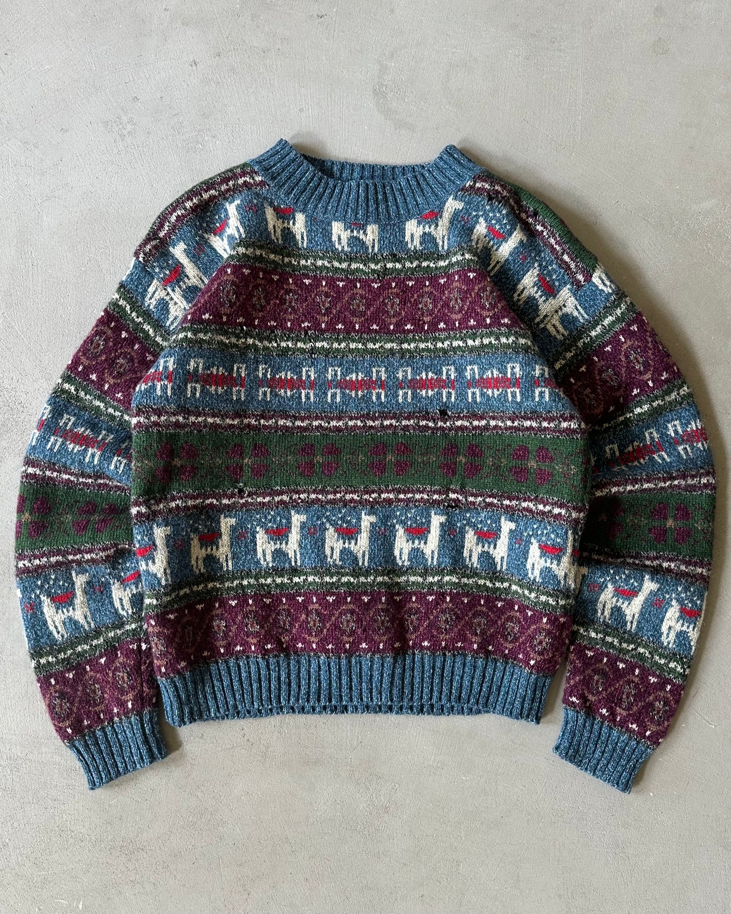 1980s - Distressed Green/Blue Woolrich Fair Isle Sweater - (W)L