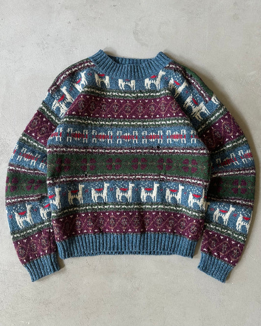 1980s - Distressed Green/Blue Woolrich Fair Isle Sweater - (W)L