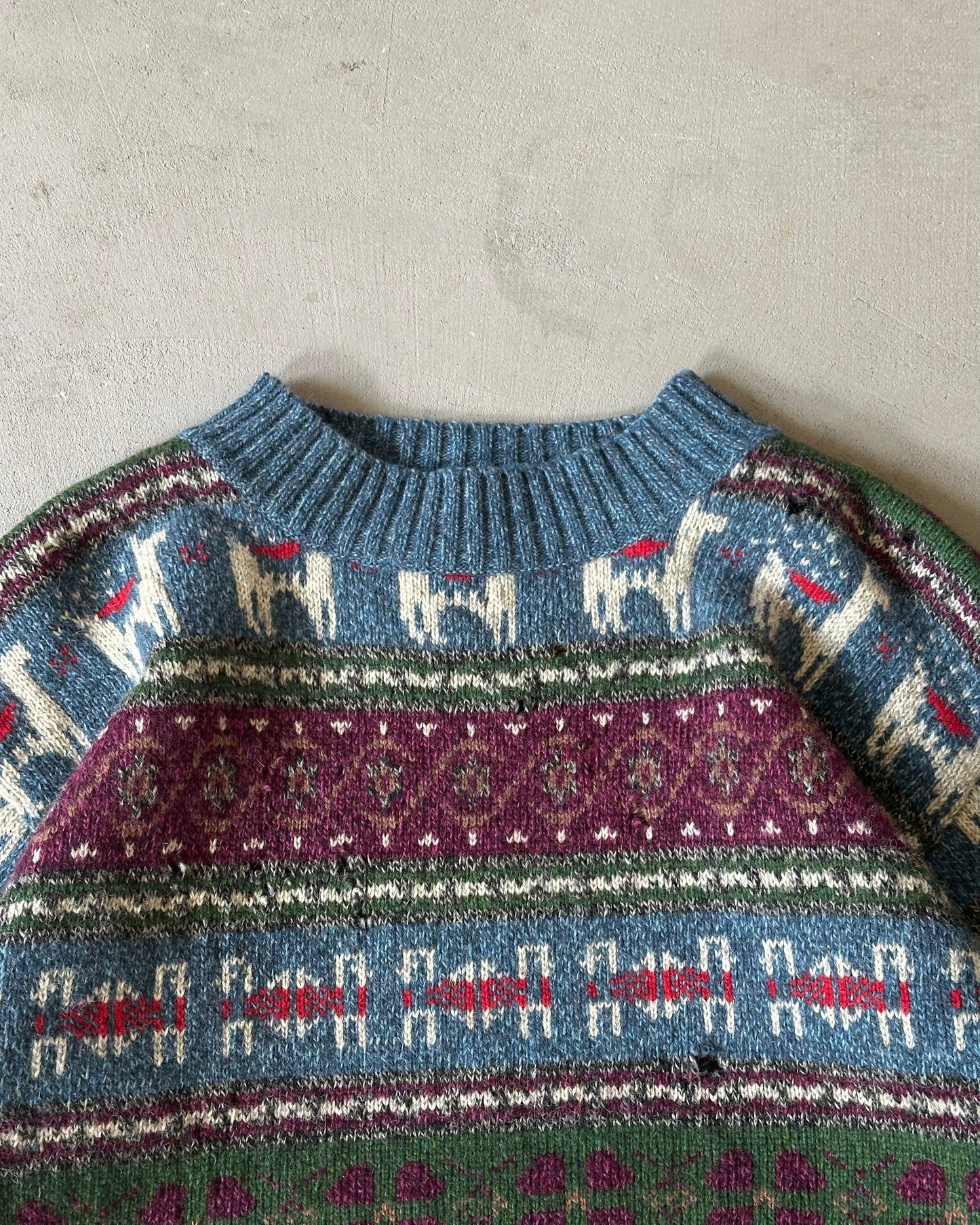 1980s - Distressed Green/Blue Woolrich Fair Isle Sweater - (W)L