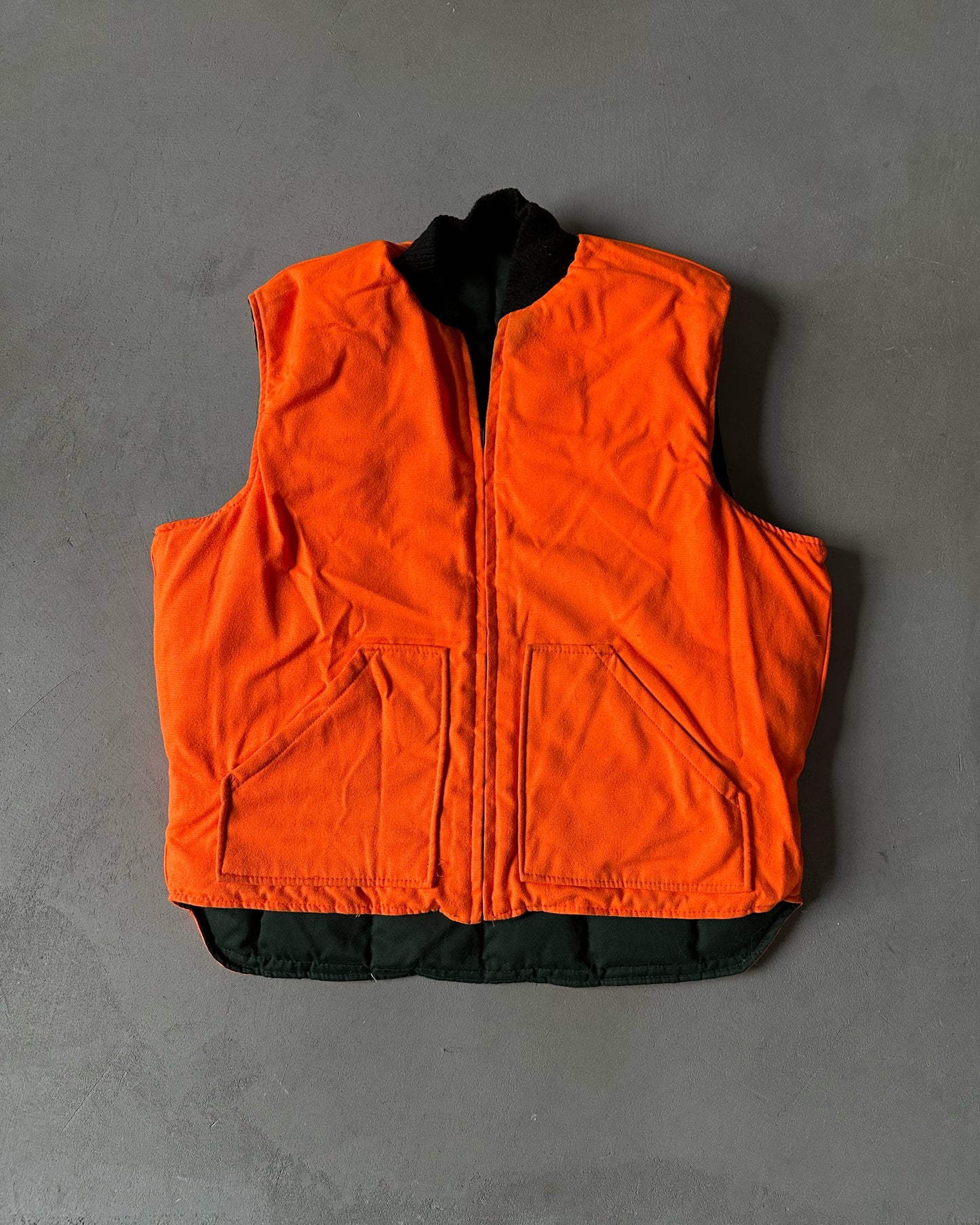 1980s - Dark Green/Orange Reversible Puffer Vest - L