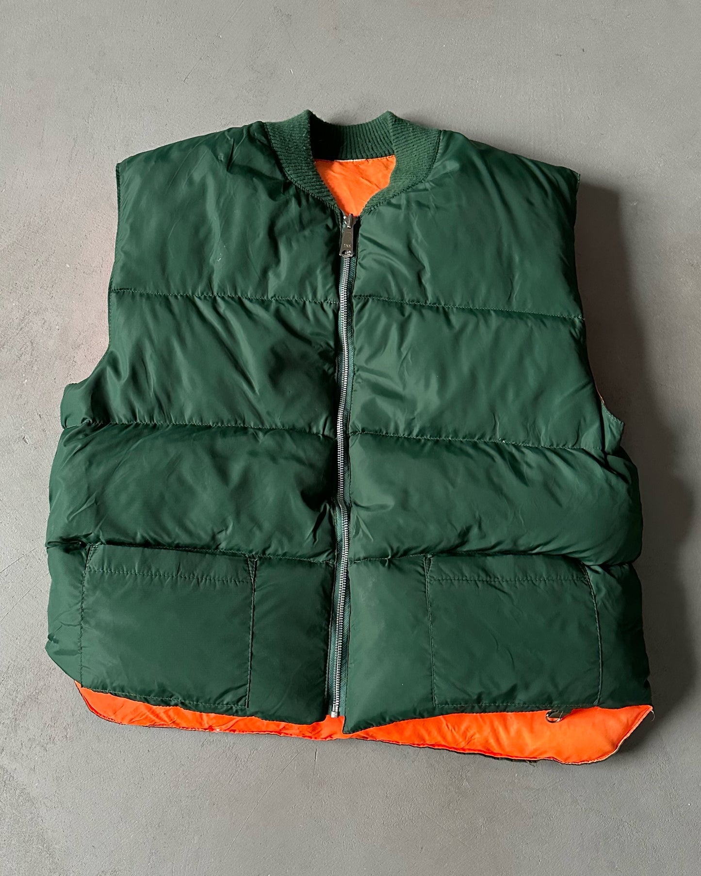 1980s - Green/Orange Puffer Vest - L