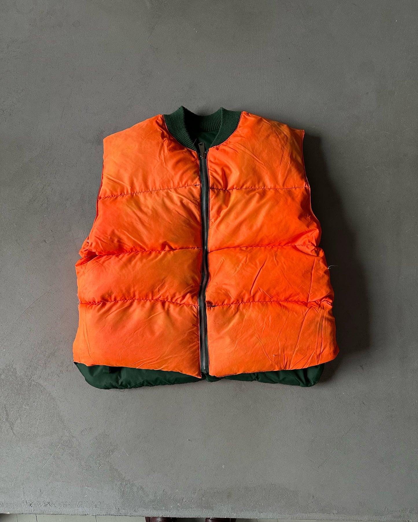 1980s - Green/Orange Puffer Vest - L