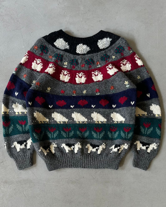 1980s - Black Deans Sheep Sweater - M
