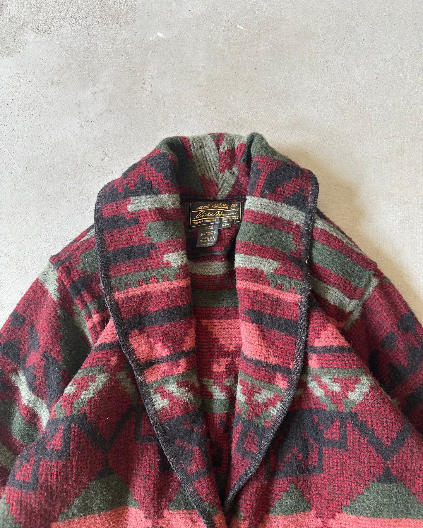 1990s - Burgundy/Green Eddie Bauer Aztec Jacket - (W)L