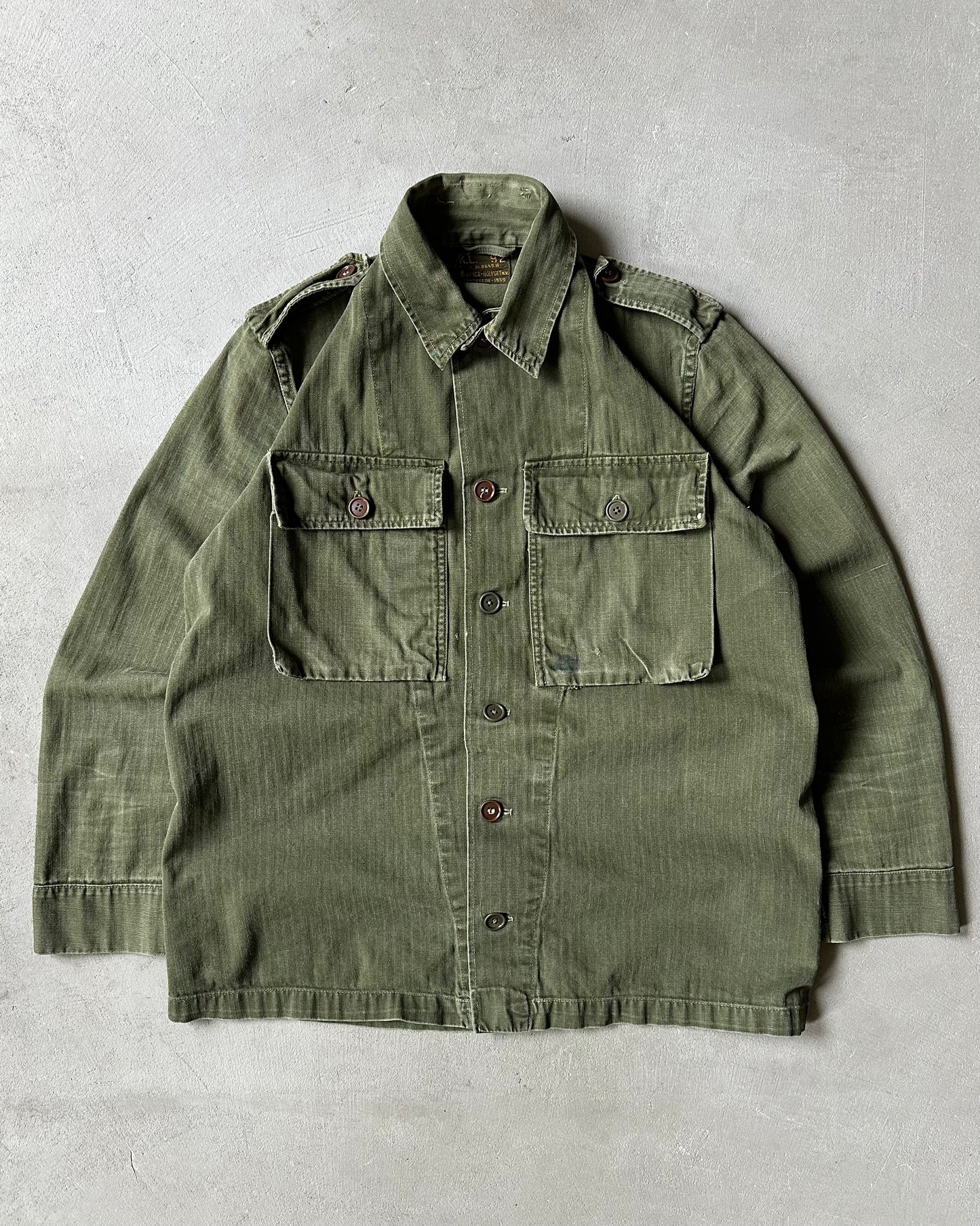 Années 50 - Chemise militaire HBT verte - S